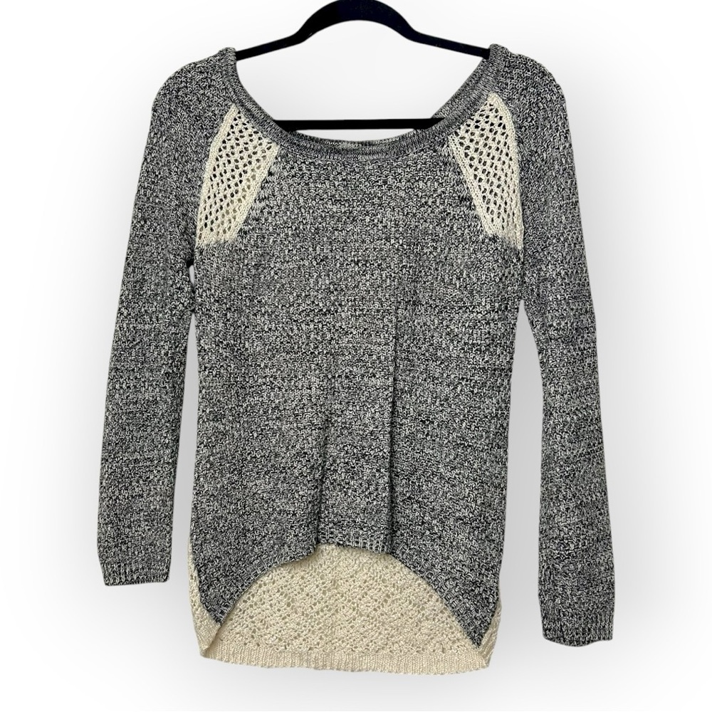 Pink Rose Long Sleeve Sweater with Crochet Back M